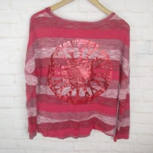 Soul Cycle Knit Batwing Striped Knit Top